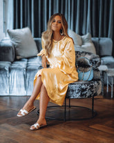 Naya Satin Midi Skirt - Yellow Oshnow